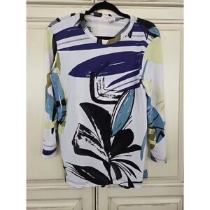 Jess & Jane Floral Abstract Top Women's Small Classy Artsy Modern